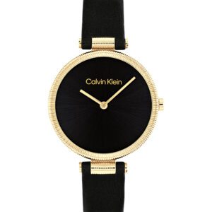 Calvin Klein Gleam Black Dial Gold & Leather 32mm
